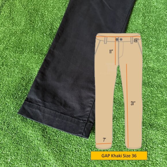 GAP Khaki Flat Front Straight Leg Skinny Stretch Chino Black Khaki Pants Size 36 - Picture 3 of 13